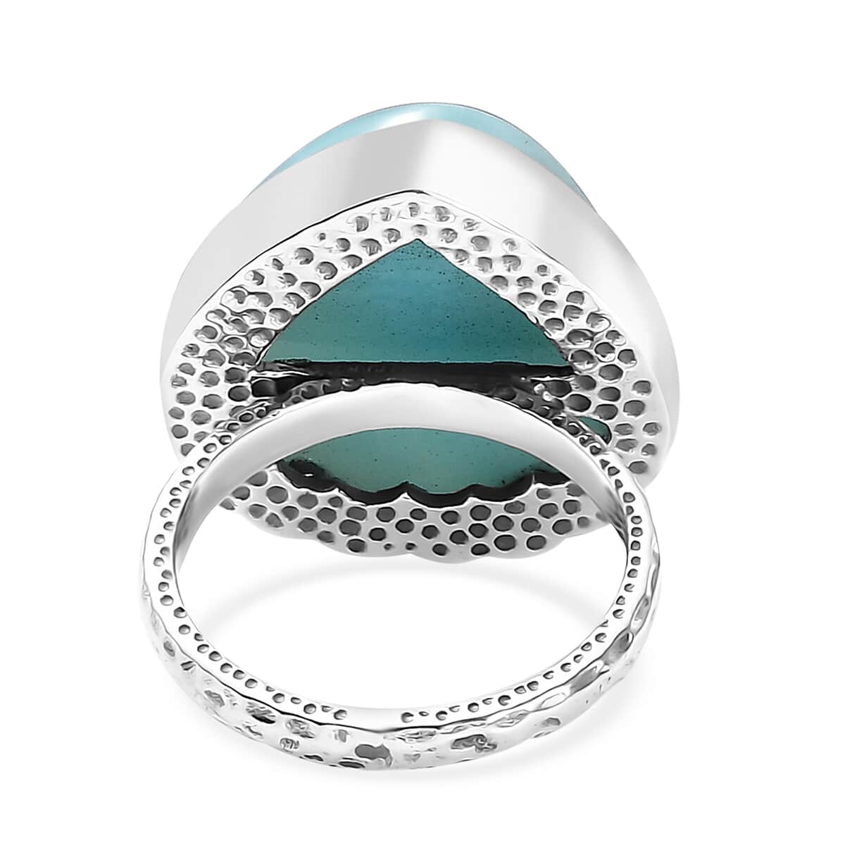 Artisan Crafted Larimar Shell Ring in Sterling Silver (Size 10.0) 16.60 ctw image number 4