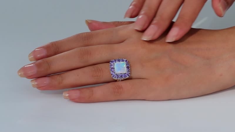 TLV Ethiopian Welo Opal, Multi Gemstone Ring in 18K Vermeil YG and Rhodium Over Sterling Silver (Size 10.0) 5.50 ctw