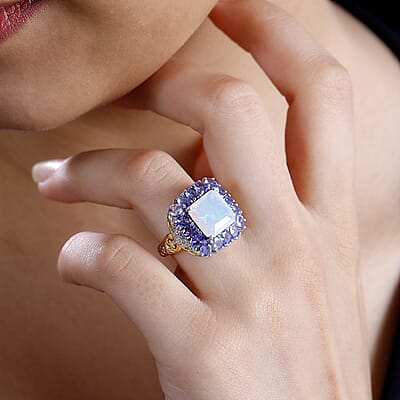 Premium Ethiopian Welo Opal and Multi Gemstone 5.50 ctw Moonlit Garden Ring in 18K Vermeil YG and Rhodium Over Sterling Silver (Size 10.0)