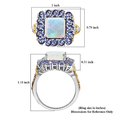 Premium Ethiopian Welo Opal and Multi Gemstone 5.50 ctw Moonlit Garden Ring in 18K Vermeil YG and Rhodium Over Sterling Silver (Size 10.0)