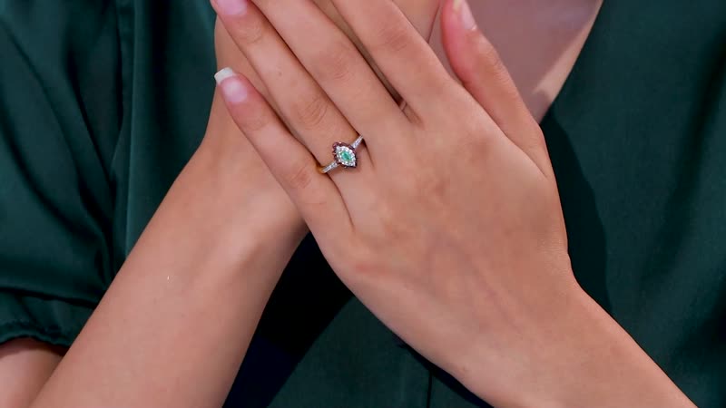 Boyaca Colombian Emerald, Brown and White Zircon Ring in 18K Vermeil YG Over Sterling Silver (Size 7.0) 0.75 ctw
