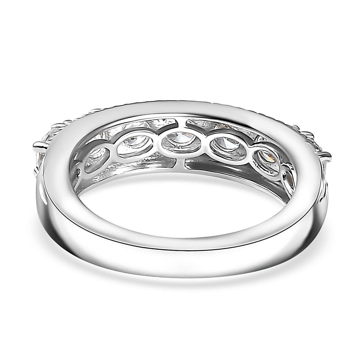 Karis Simulated Diamond 7 Stone Ring in Platinum Bond (Size 6.0) image number 3