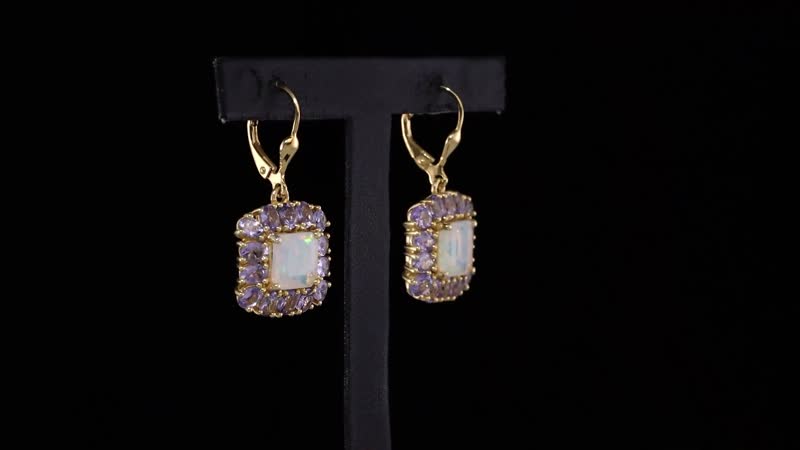 TLV Premium Ethiopian Welo Opal, Tanzanite  Earrings in 18K Vermeil YG Over Sterling Silver 8.00 ctw