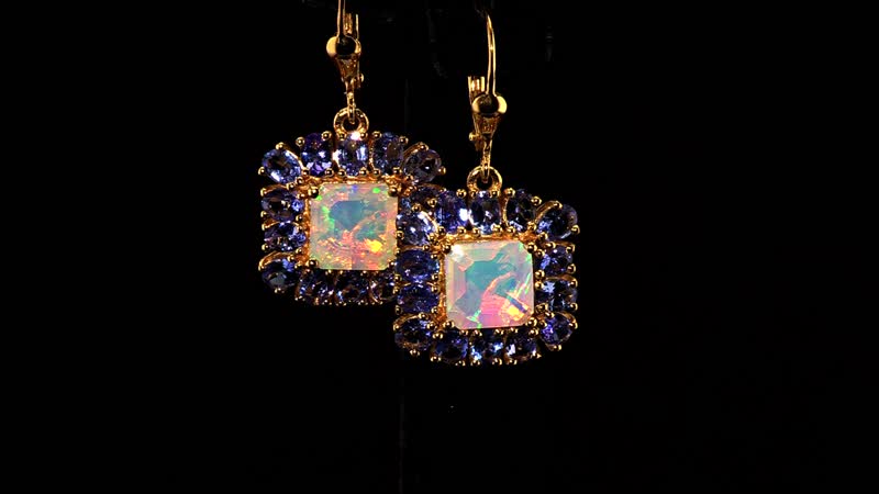 TLV Premium Ethiopian Welo Opal, Tanzanite  Earrings in 18K Vermeil YG Over Sterling Silver 8.00 ctw