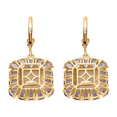 D'Joy Premium Ethiopian Welo Opal and Tanzanite 8.00 ctw Moonlit Garden Earrings in 18K Vermeil Yellow Gold Over Sterling Silver