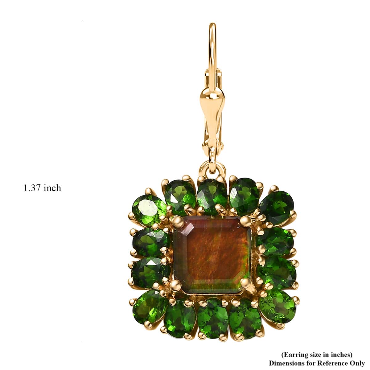 Premium Canadian Ammolite and Chrome Diopside 9.85 ctw Moonlit Garden Earrings in 18K Vermeil Yellow Gold Over Sterling Silver image number 5