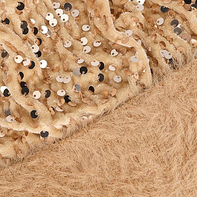Set of 2 Black and Gold Sequin Knit Beanies - One Size Fits Most