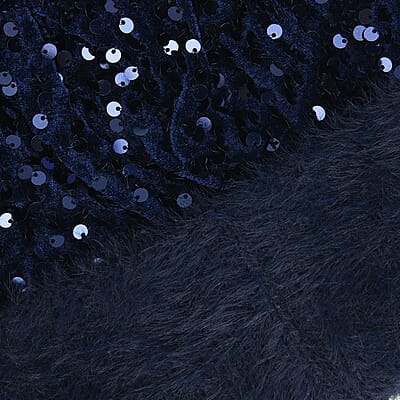 Set of 2 Pink and Navy Sequin Knit Beanies - One Size Fits Most