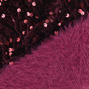 Set of 2 Wine and Blue Sequin Knit Beanies - One Size Fits Most