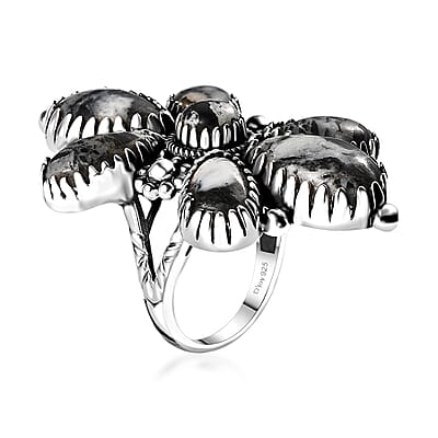 Artisan Crafted White Buffalo 21.60 ctw Floral Ring in Sterling Silver (Size 10.0)