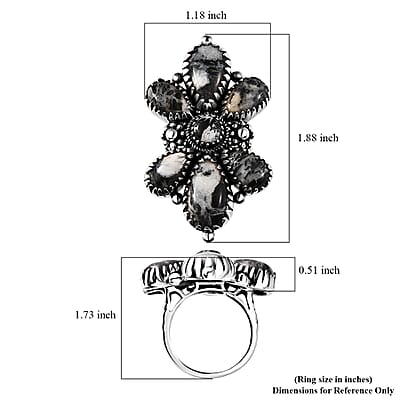 Artisan Crafted White Buffalo 21.60 ctw Floral Ring in Sterling Silver (Size 10.0)