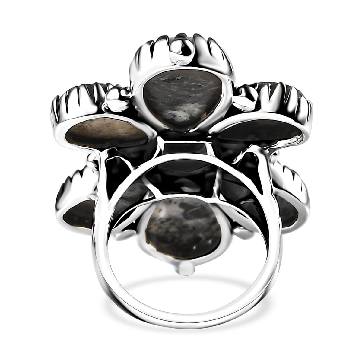 Artisan Crafted White Buffalo 21.60 ctw Floral Ring in Sterling Silver (Size 9.0) image number 4