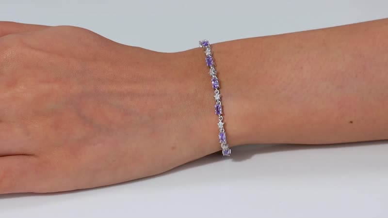 Tanzanite, White Zircon Bracelet in Rhodium Over Sterling Silver (7.25 In) 3.85 ctw