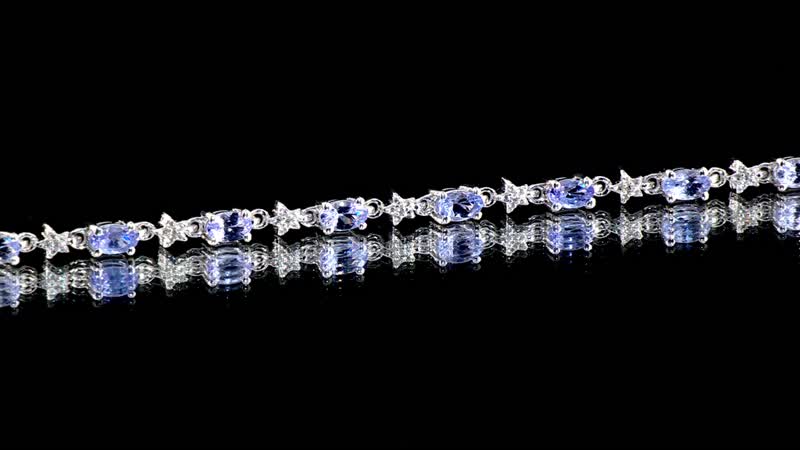 Tanzanite, White Zircon Bracelet in Rhodium Over Sterling Silver (7.25 In) 3.85 ctw