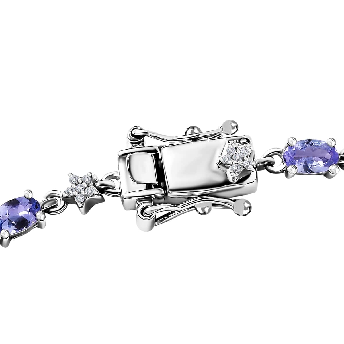 Tanzanite and White Zircon 4.00 ctw Celestial Bracelet in Rhodium Over Sterling Silver (8.00 In) image number 3