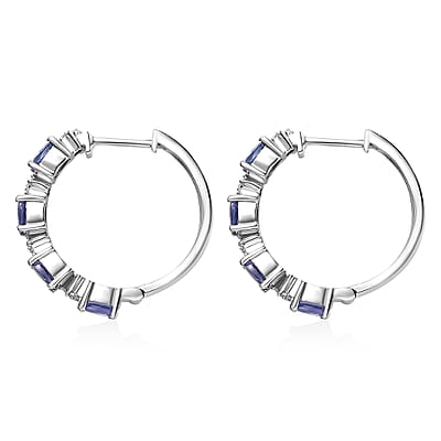 D'Joy Tanzanite and White Zircon 2.00 ctw Celestial Earrings in Rhodium Over Sterling Silver