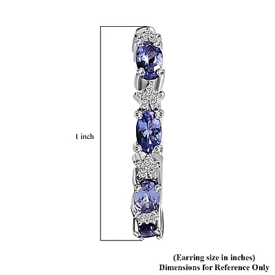 D'Joy Tanzanite and White Zircon 2.00 ctw Celestial Earrings in Rhodium Over Sterling Silver