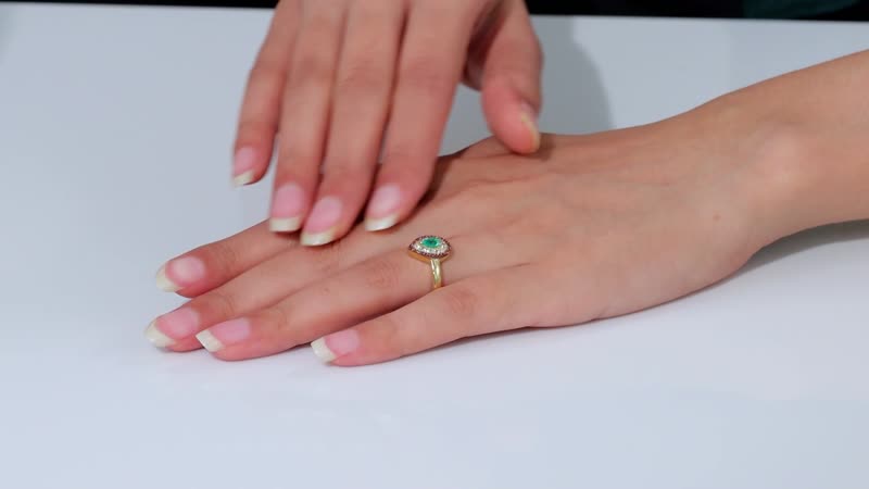 Boyaca Colombian Emerald, Brown and White Zircon 1.10 ctw Glamour Ring in 18K Vermeil Yellow Gold Over Sterling Silver