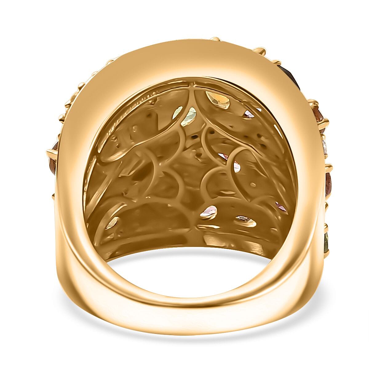 Multi-Tourmaline and Moissanite 3.90 ctw Dragonfly Ring in 18K Vermeil Yellow Gold Over Sterling Silver (Size 10.0)