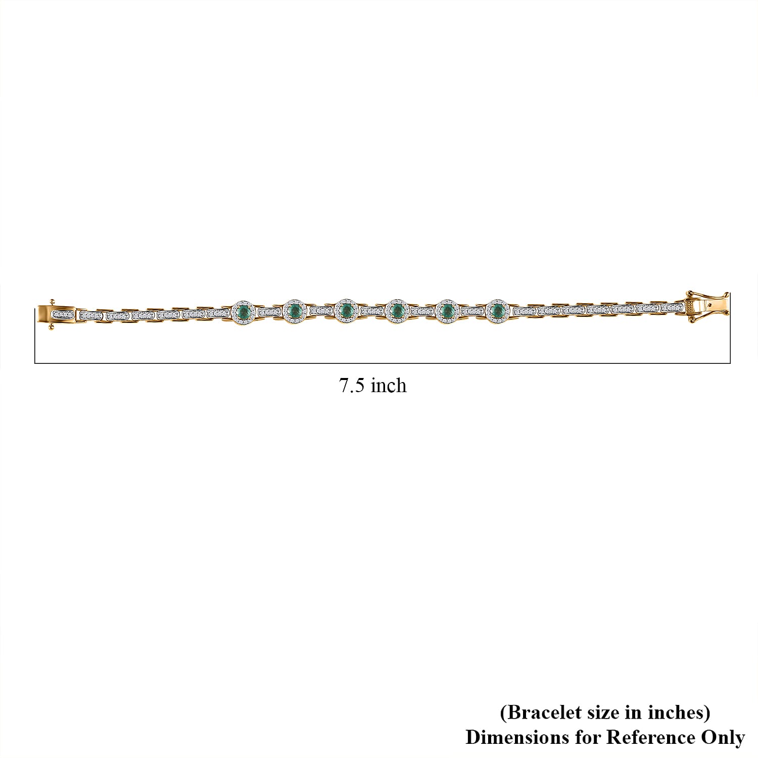 D'Joy Boyaca Colombian Emerald and Moissanite 2.50 ctw Bridge Bracelet in 18K Vermeil Yellow Gold Over Sterling Silver (7.25 In)
