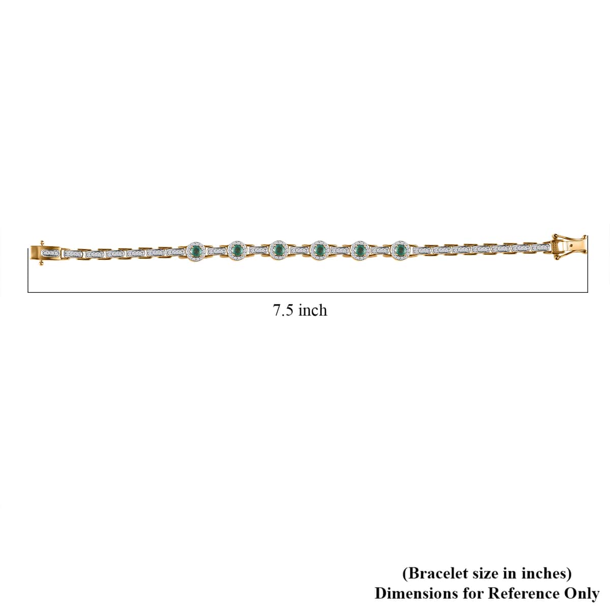 Boyaca Colombian Emerald and Moissanite 2.50 ctw Bridge Bracelet in 18K Vermeil Yellow Gold Over Sterling Silver (7.25 In) image number 4