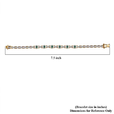 D'Joy Boyaca Colombian Emerald and Moissanite 2.50 ctw Bridge Bracelet in 18K Vermeil Yellow Gold Over Sterling Silver (7.25 In)