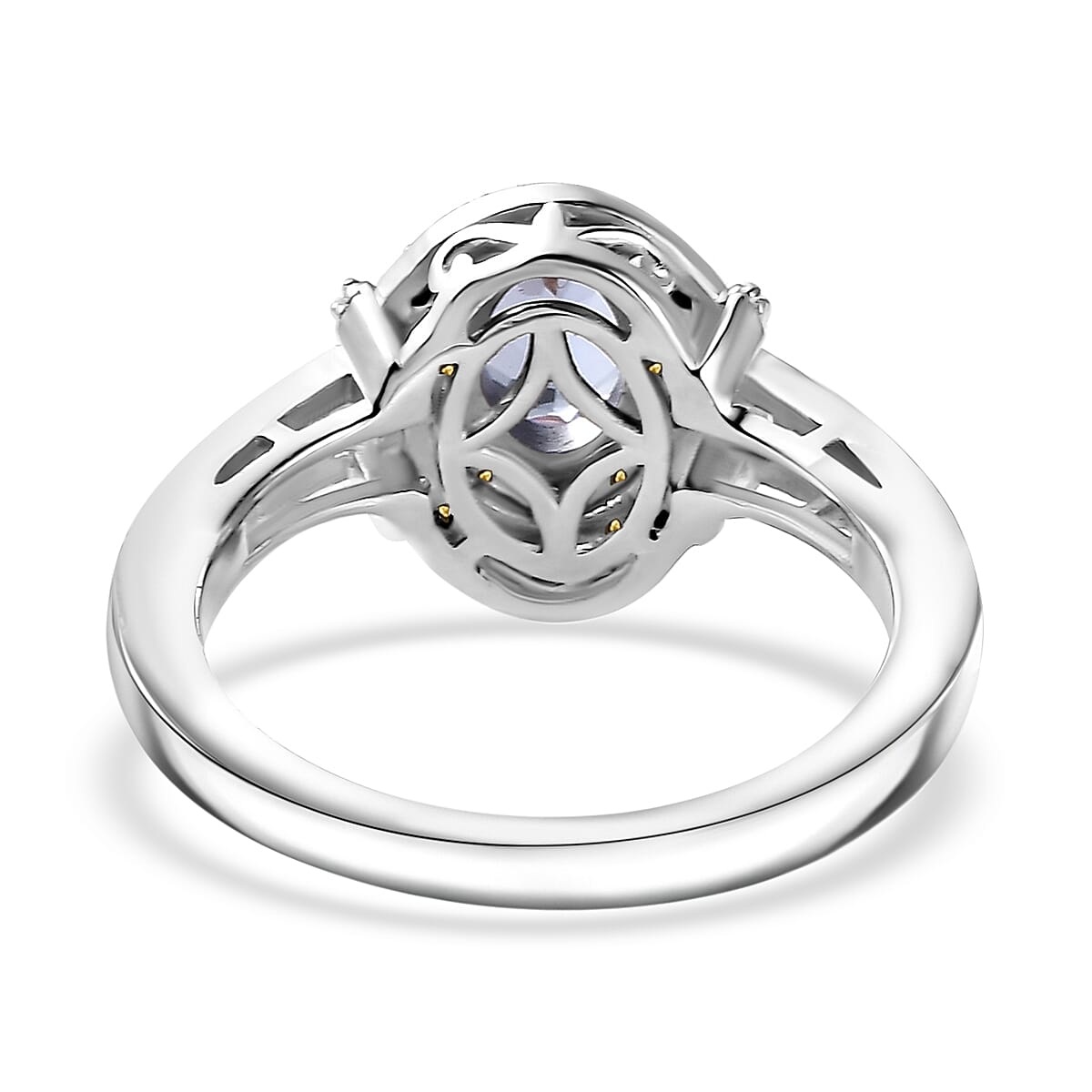 D'Joy Tanzanite, Yellow and White Diamond 1.15 ctw Sun and Sea Waves Ring in 18K Vermeil YG and Rhodium Over Sterling Silver (Size 10.0)