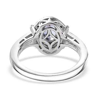 D'Joy Tanzanite, Yellow and White Diamond 1.15 ctw Sun and Sea Waves Ring in 18K Vermeil YG and Rhodium Over Sterling Silver (Size 10.0)