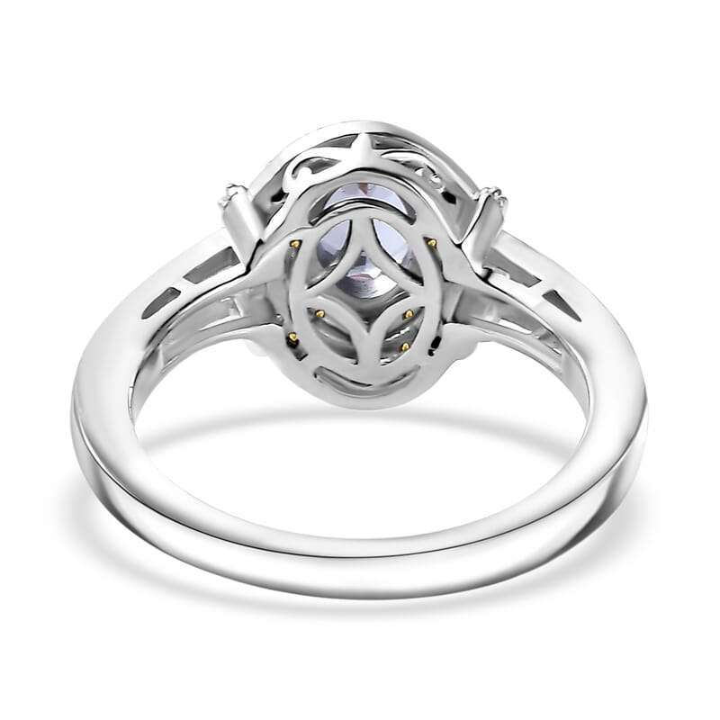 D'Joy Tanzanite, Yellow and White Diamond 1.15 ctw Sun and Sea Waves Ring in 18K Vermeil YG and Rhodium Over Sterling Silver (Size 10.0)