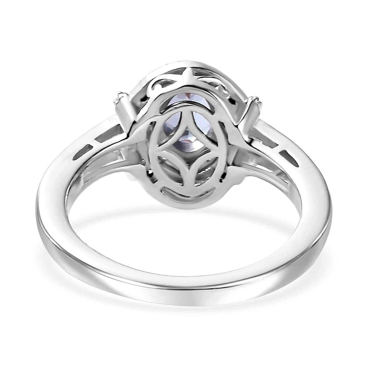 Tanzanite, Natural Champagne and White Diamond 1.15 ctw Sun and Sea Waves Ring in Rhodium Over Sterling Silver (Size 10.0) image number 4