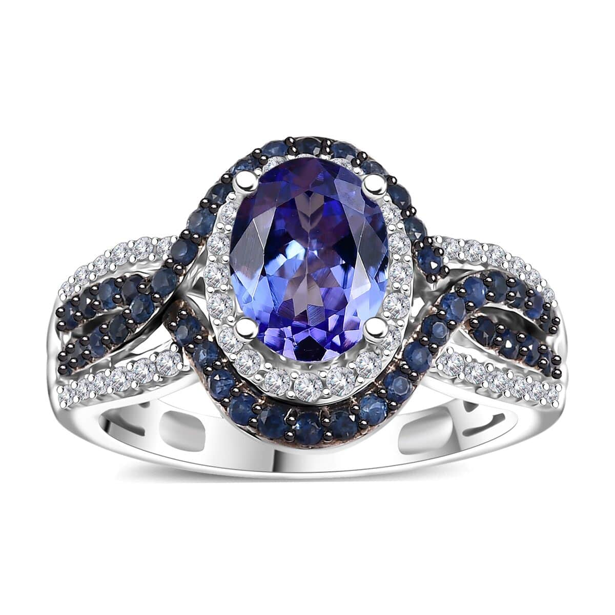 Tanzanite and Multi Gemstone 2.15 ctw Ring in Rhodium Over Sterling Silver (Size 6.0) image number 0