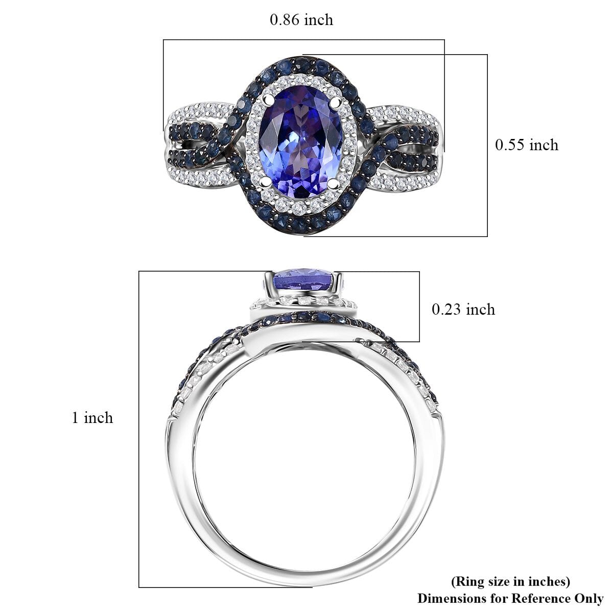 Tanzanite and Multi Gemstone 2.15 ctw Ring in Rhodium Over Sterling Silver (Size 8.0) image number 5