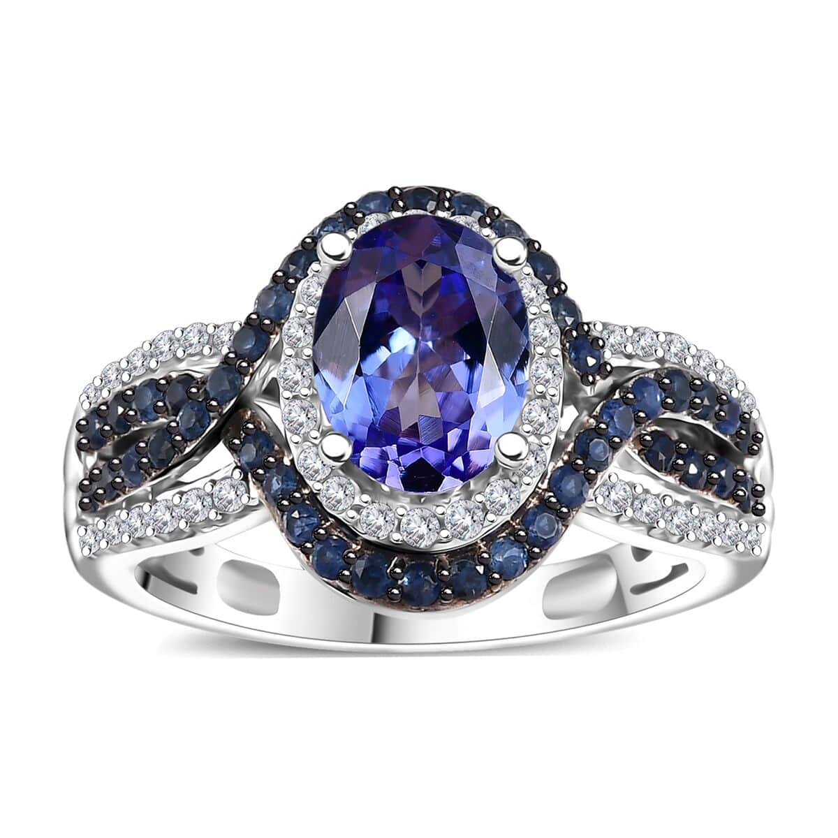 Tanzanite and Multi Gemstone 2.15 ctw Ring in Rhodium Over Sterling Silver (Size 10.0) image number 0