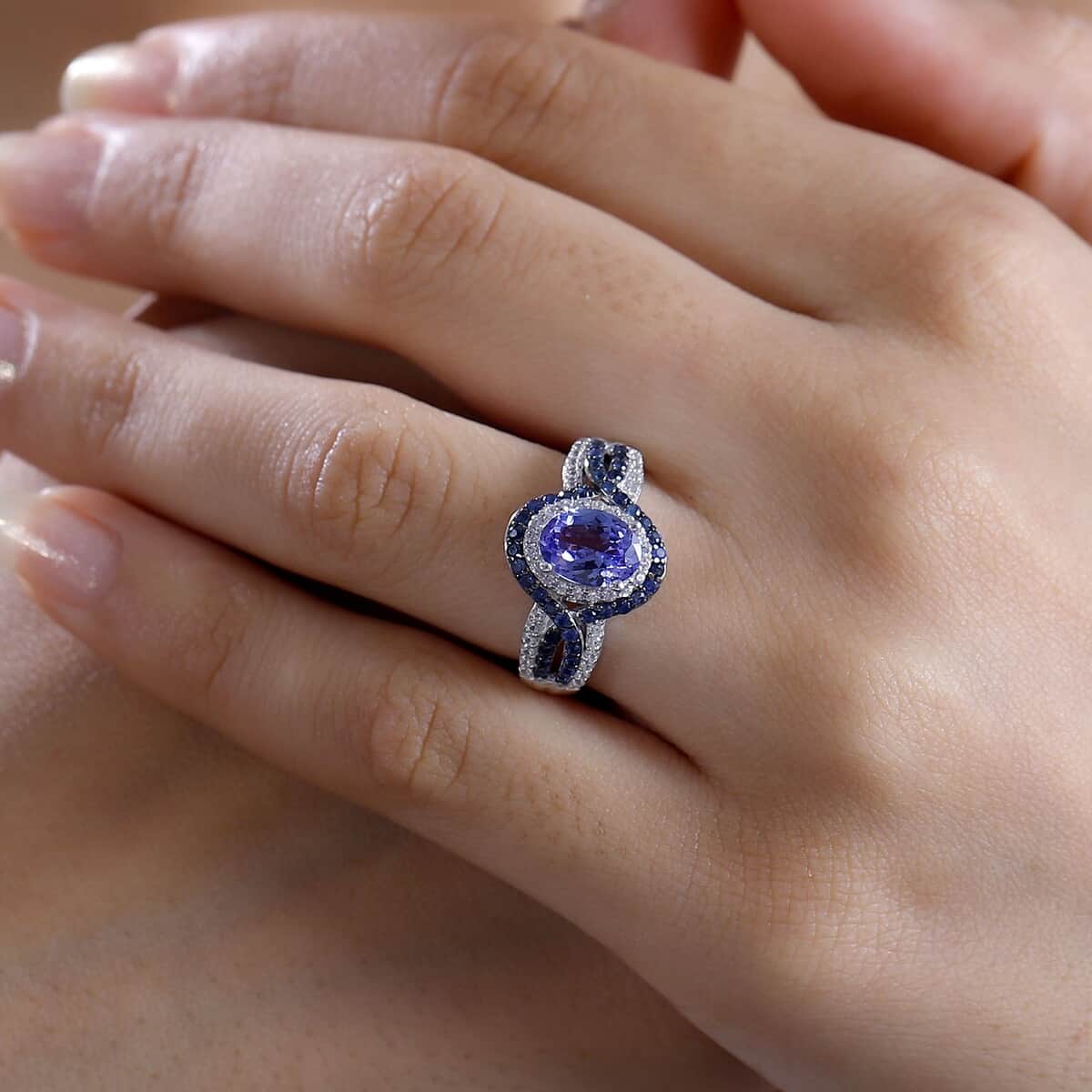 Tanzanite and Multi Gemstone 2.15 ctw Ring in Rhodium Over Sterling Silver (Size 10.0) image number 2