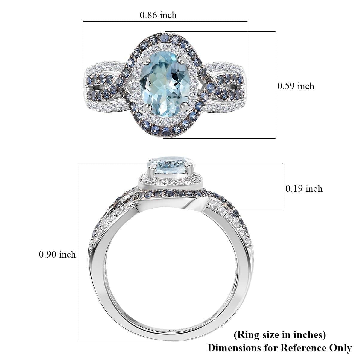 Mangoro Aquamarine and Multi Gemstone 1.85 ctw Ring in Rhodium Over Sterling Silver (Size 6.0) image number 5