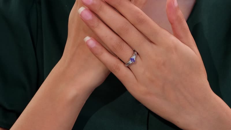 AAA Tanzanite, Betroka Blue Apatite Ring in Rhodium Over Sterling Silver (Size 10.0) 0.60 ctw