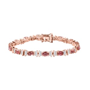 AAA Blush Tourmaline and Moissanite 8.80 ctw Eternal Love Bracelet in 18K Vermeil Rose Gold Over Sterling Silver (7.25 In)
