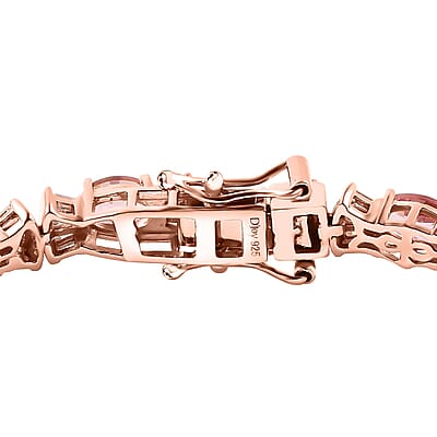 D'Joy AAA Blush Tourmaline and Moissanite 8.80 ctw Eternal Love Bracelet in 18K Vermeil Rose Gold Over Sterling Silver (7.25 In)