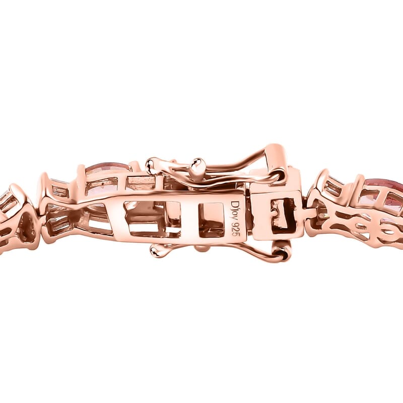 D'Joy AAA Blush Tourmaline and Moissanite 8.80 ctw Eternal Love Bracelet in 18K Vermeil Rose Gold Over Sterling Silver (7.25 In)