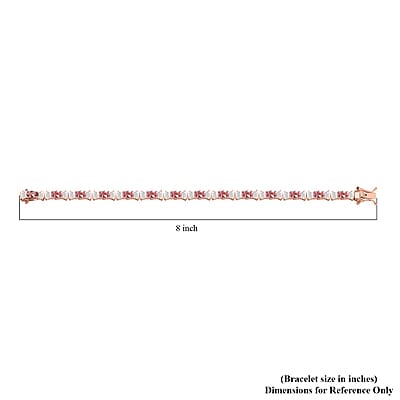 D'Joy AAA Blush Tourmaline and Moissanite 8.80 ctw Eternal Love Bracelet in 18K Vermeil Rose Gold Over Sterling Silver (7.25 In)