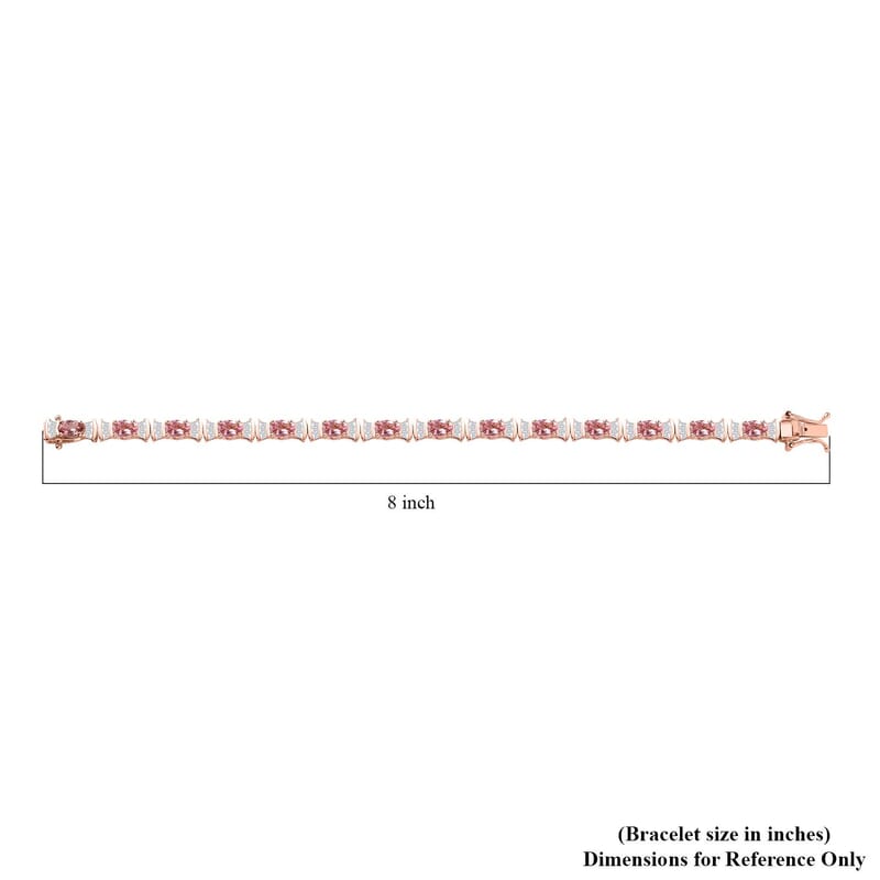 D'Joy AAA Blush Tourmaline and Moissanite 8.80 ctw Eternal Love Bracelet in 18K Vermeil Rose Gold Over Sterling Silver (7.25 In)