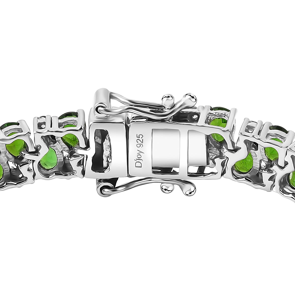 Chrome Diopside and White Zircon 13.65 ctw Bracelet in Rhodium Over Sterling Silver (8.00 In) image number 3