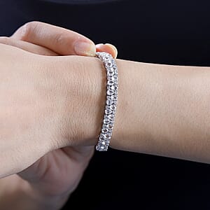 D'Joy White Topaz 15.00 ctw Bracelet in Rhodium Over Sterling Silver (8.00 In)