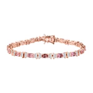 AAA Blush Tourmaline and Moissanite 8.85 ctw Eternal Love Bracelet in 18K Vermeil Rose Gold Over Sterling Silver (8.00 In)