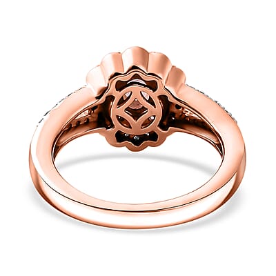 Premium Blush Tourmaline and Multi Gemstone 0.90 ctw Floral Ring in 18K Vermeil Rose Gold Over Sterling Silver (Size 10.0)