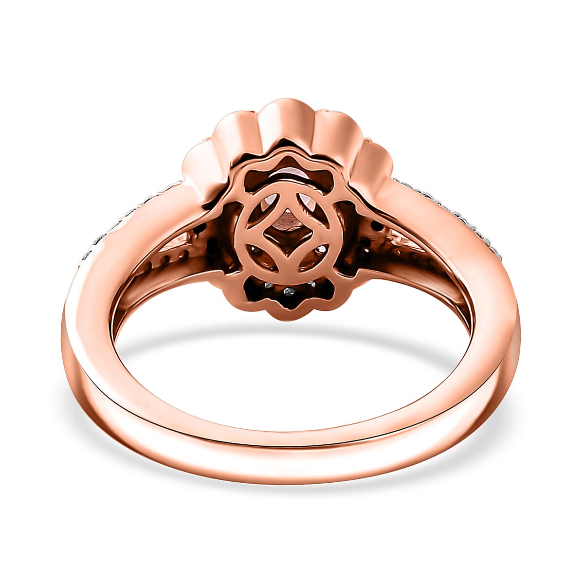 Premium Blush Tourmaline and Multi Gemstone 0.90 ctw Floral Ring in 18K Vermeil Rose Gold Over Sterling Silver (Size 5.0) image number 4