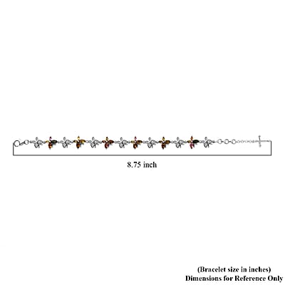 GP Trionfo Collection Multi-Tourmaline and White Zircon 4.35 ctw Bracelet in Rhodium Over Sterling Silver (6.50-8.50In)