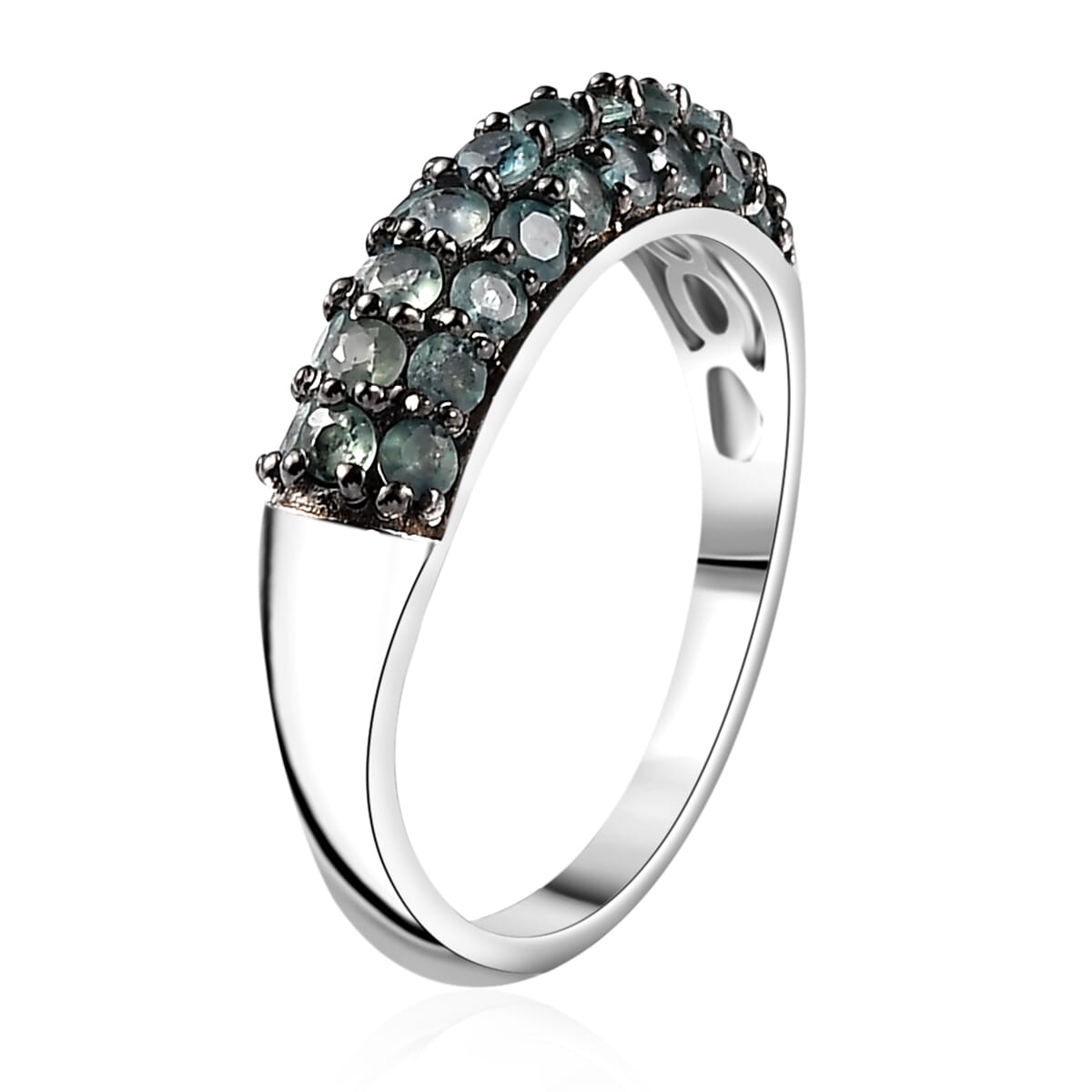 Narsipatnam Alexandrite 1.15 ctw Band Ring in Rhodium Over Sterling Silver (Size 8.0) image number 3