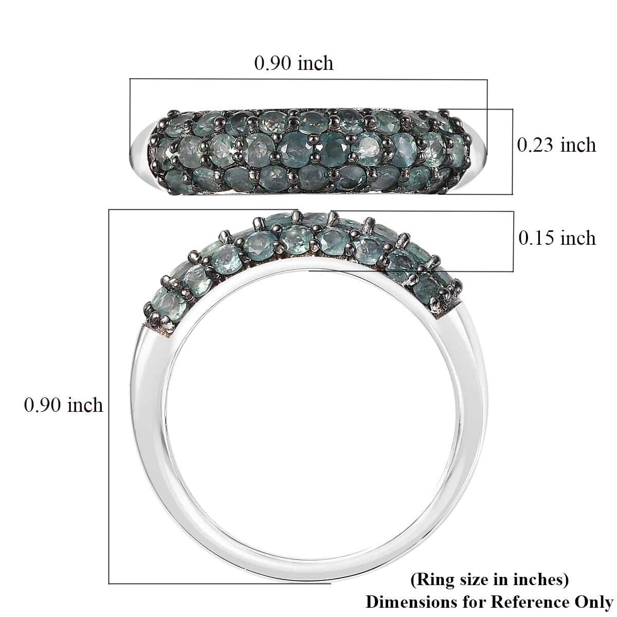 Narsipatnam Alexandrite 1.15 ctw Band Ring in Rhodium Over Sterling Silver (Size 8.0) image number 5