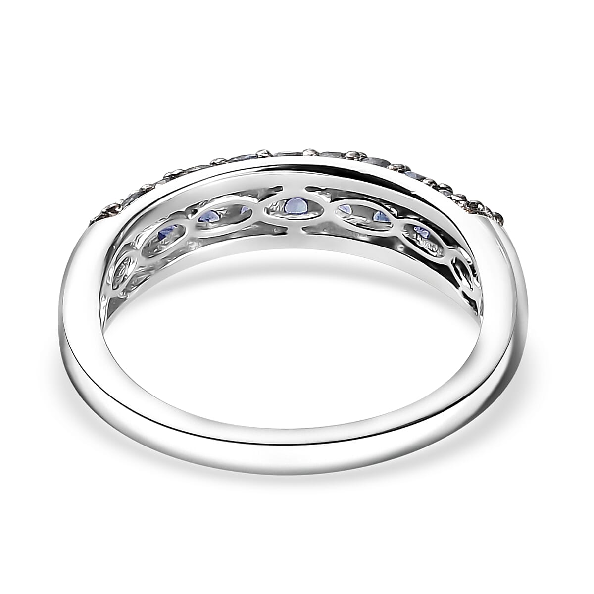 Ceylon Blue Sapphire 1.15 ctw Band Ring in Rhodium Over Sterling Silver (Size 8.0) image number 4